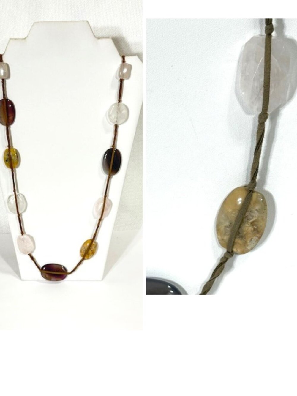 J. Jill rose quartz and agate 32" necklace.